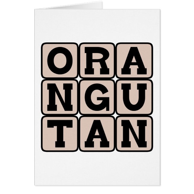 Orangutang, asiatisk människoapa hälsningskort (Framsidan)