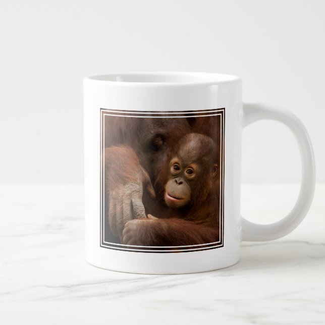 Orangutang mamma och unge på zoo jumbo mugg (Höger)