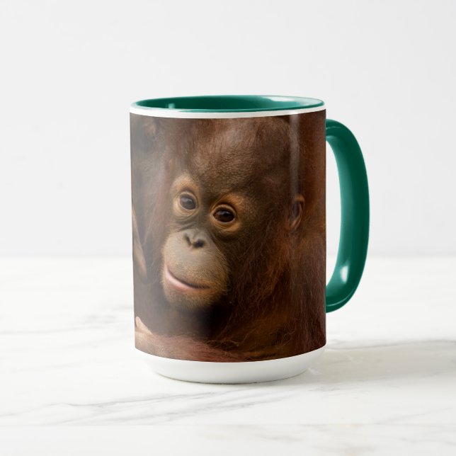Orangutang mamma och unge på zoo mugg (Framsida höger)