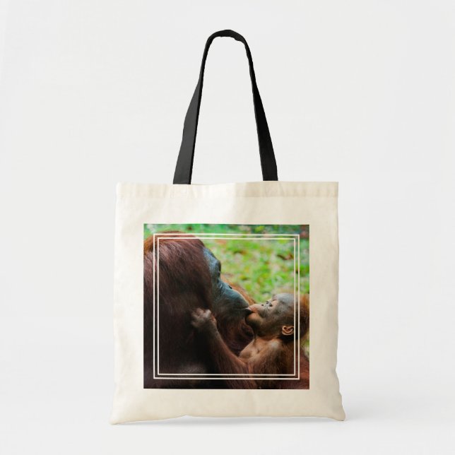 Orangutangmoder med unge tygkasse (Framsidan)