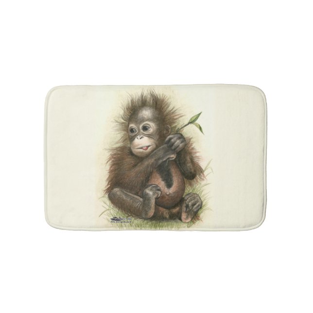 Orangutansbaby med blad badrumsmatta (Framsidan)