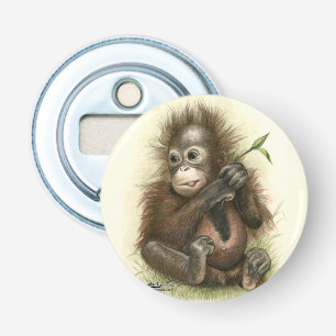 Orangutansbaby med blad flasköppnare