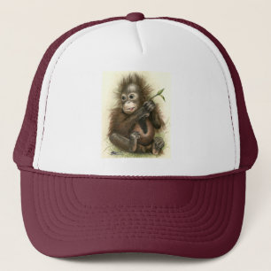Orangutansbaby med blad keps