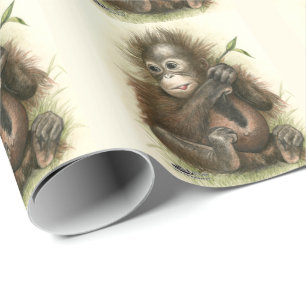 Orangutansbaby med blad presentpapper