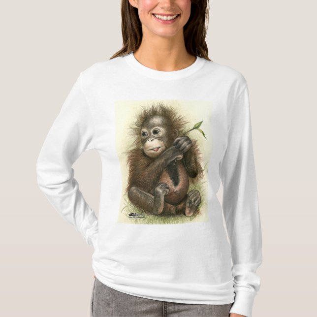 Orangutansbaby med blad tröja (Framsida)