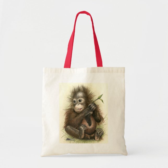 Orangutansbaby med blad tygkasse (Framsidan)
