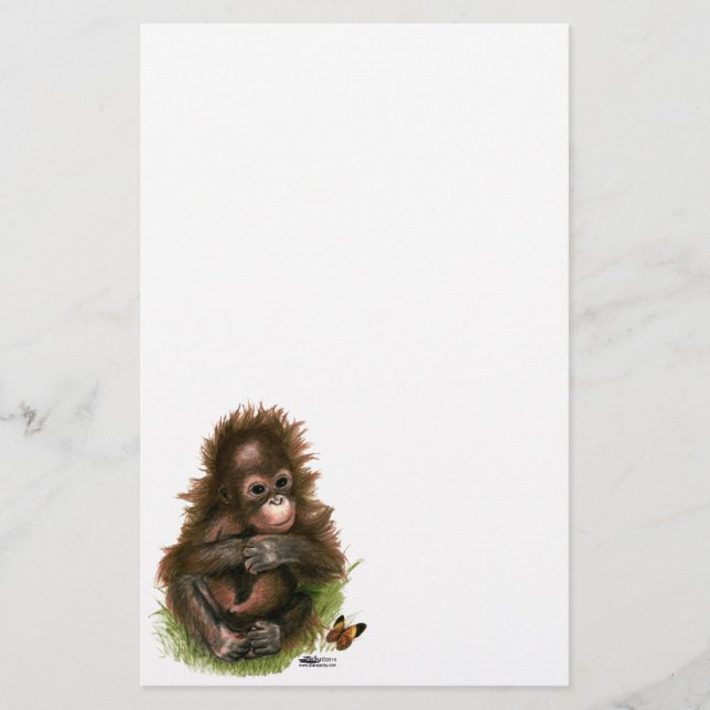 Orangutansbaby och fjäril (Framsida)