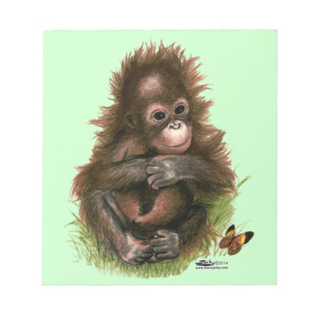 Orangutansbaby och fjäril anteckningsblock (Framsida)