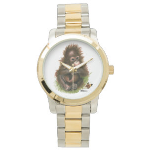Orangutansbaby och fjäril armbandsur