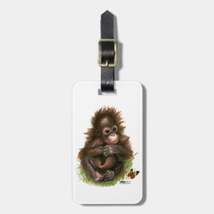 Orangutansbaby och fjäril bagagebricka