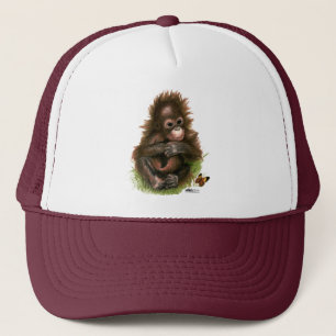 Orangutansbaby och fjäril keps