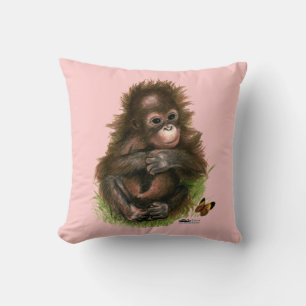Orangutansbaby och fjäril kudde