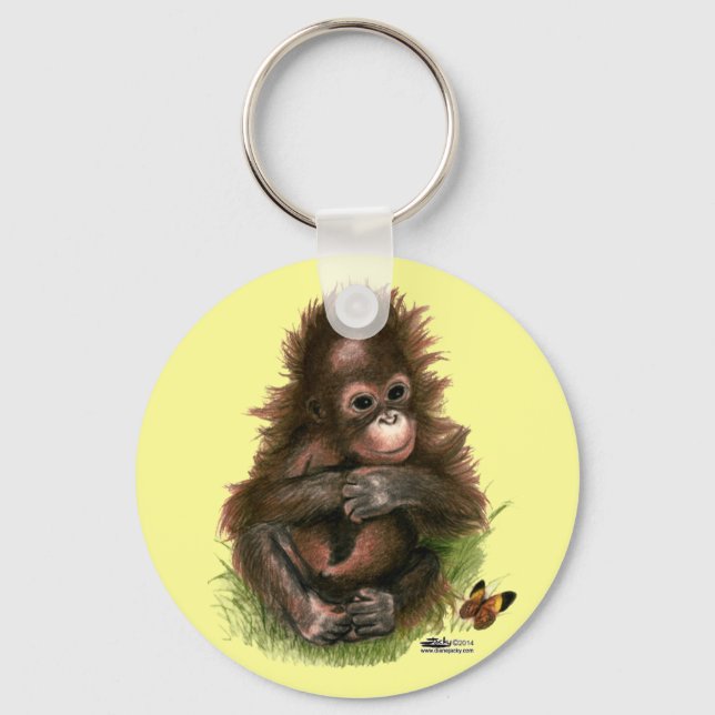Orangutansbaby och fjäril nyckelring (Framsida)