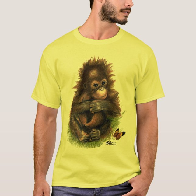 Orangutansbaby och fjäril tee shirt (Framsida)