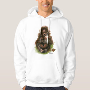 Orangutansbaby och fjäril tröja med luva