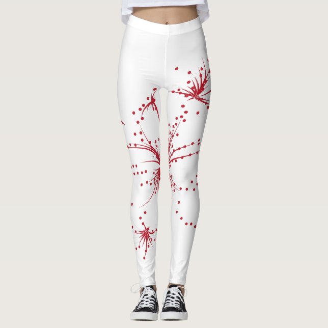 Orangy Red, Cyan och Magenta dot Leggings (Framsida)