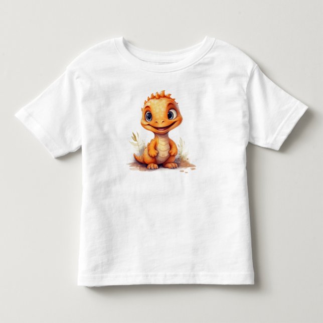 Oranje baby-dinosaurus t shirt (Framsida)