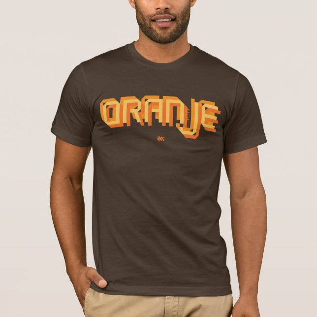 Oranje holländsk fotboll - brun skjorta t shirt (Framsida)