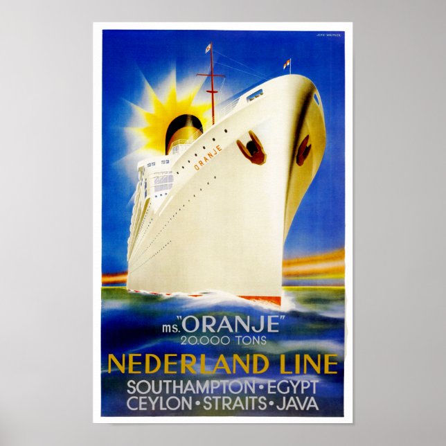Oranje ~ Nederland Line Poster (Framsidan)
