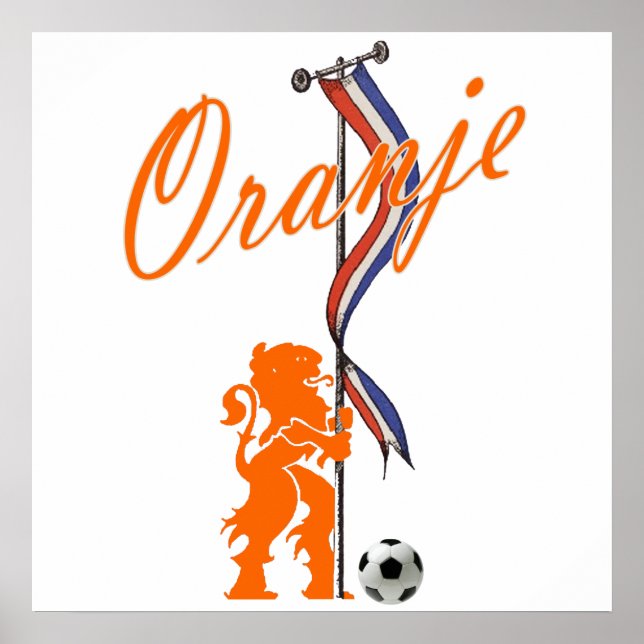 Oranje Nederländerna flagga Total fotbollsbanderol Poster (Framsidan)