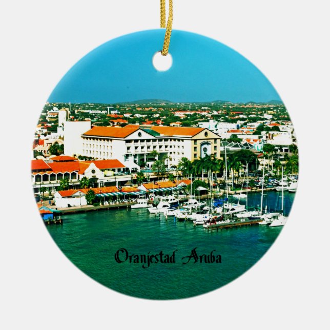 Oranjestad Aruba Julgransprydnad Keramik (Framsidan)