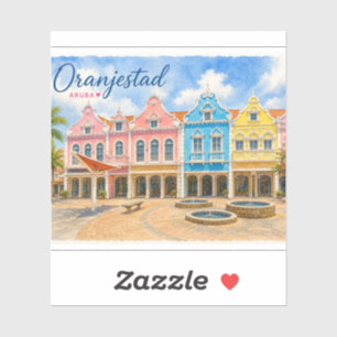 Oranjestad Aruba Karibiskt Ö Resminne Klistermärken