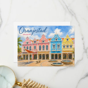 Oranjestad Aruba Karibiskt Ö Resminne Tack Kort