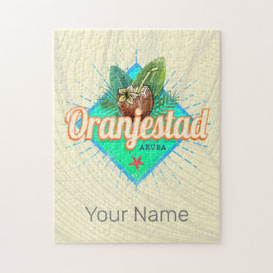 Oranjestad Aruba Retro Vintage Caribbean Souvenir Pussel