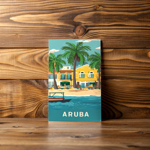 Oranjestad, Aruba Watercolor Painting Vykort