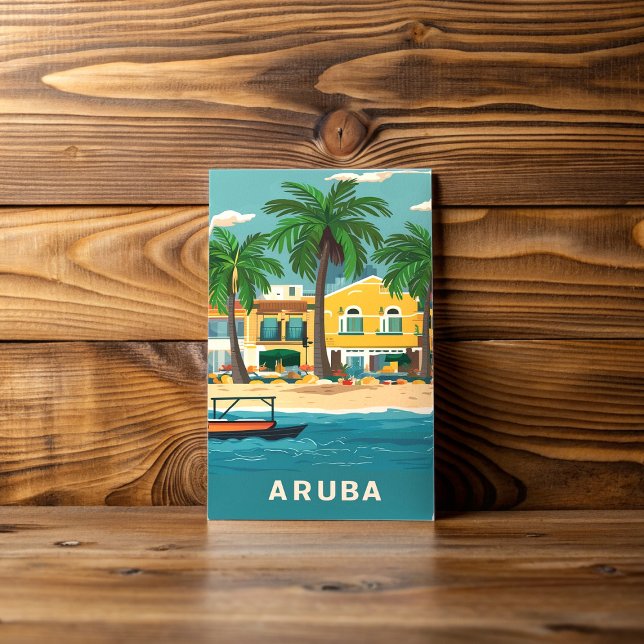 Oranjestad, Aruba Watercolor Painting Vykort (Skapare uppladdad)
