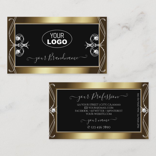 Orante Black Brown Golden Gnistra Jewels med Logot Visitkort (Fram/baksida)