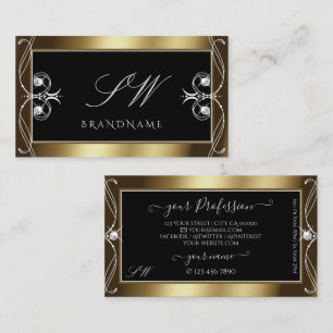 Orante Black Brown Golden Gnistra Jewels Monogram Visitkort