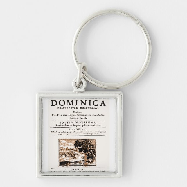 Oratio Dominica Fyrkantig Silverfärgad Nyckelring (Framsidan)
