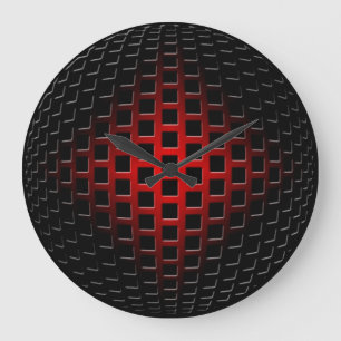 Orb för metall 3D (svarten & rött) Stor Klocka