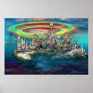 Orb över UrbanBuildingTrees Island Poster