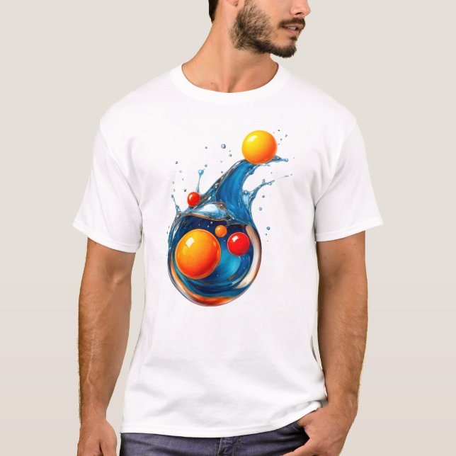 Orb Splash: Turquoise Wave Burst T-Shirt (Framsida)