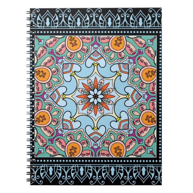 Orbal, etnisk mandala, sömlös mönster anteckningsbok (Framsidan)