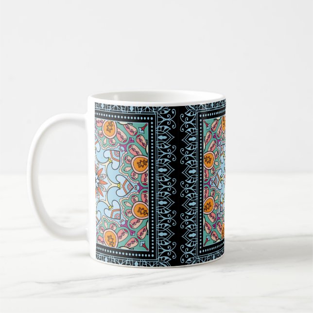 Orbal, etnisk mandala, sömlös mönster kaffemugg (Vänster)