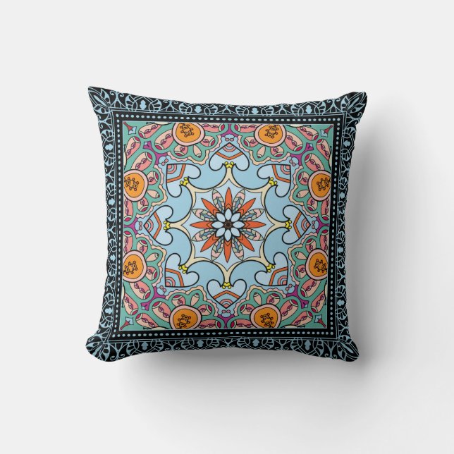 Orbal, etnisk mandala, sömlös mönster kudde (Framsida)