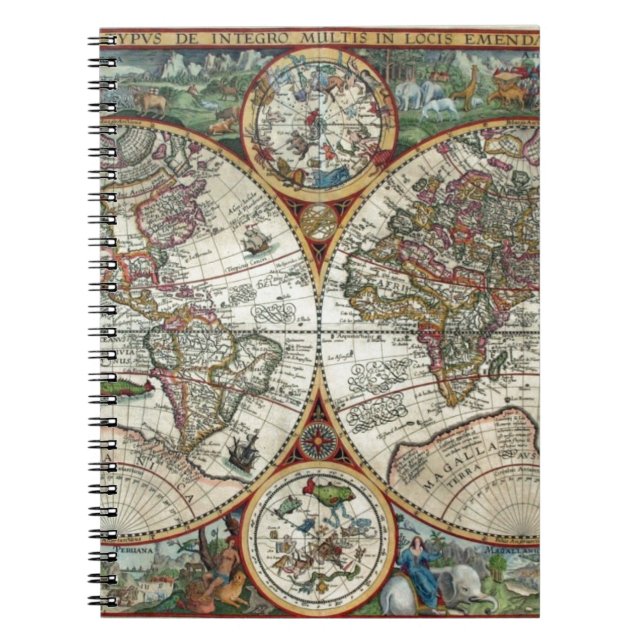 Orbis Terrarum 1594 - berömd världskarta Anteckningsbok (Framsidan)