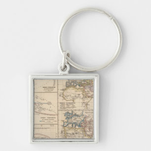 Orbis terrarum fyrkantig silverfärgad nyckelring