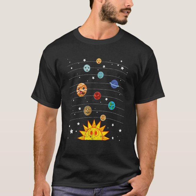 Orbit Rymden Cute Planets Universe Scientist T Shirt (Framsida)