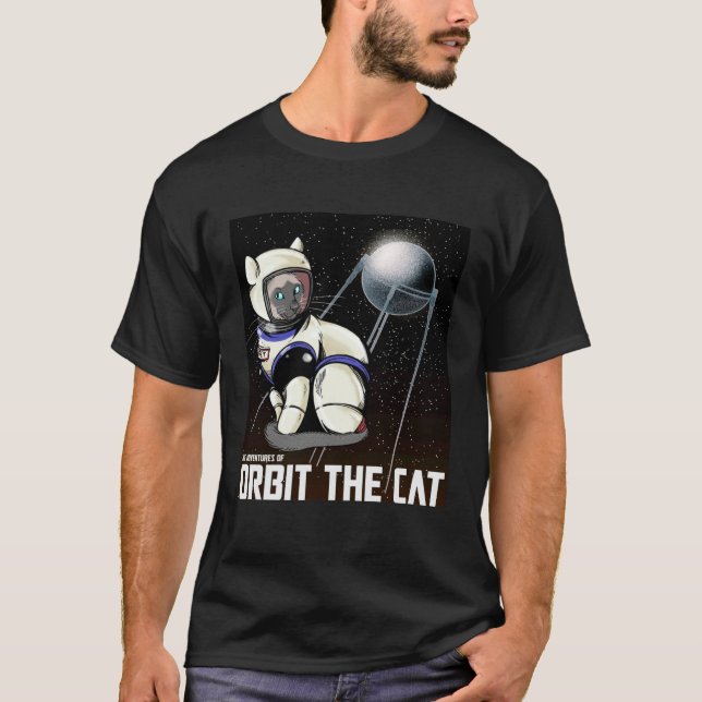 Orbit the Cat Retro T Shirt (Framsida)