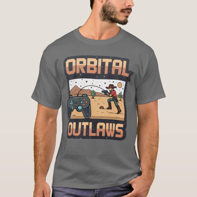 Orbital Outlaws Retro Video Game friends T Shirt (Framsida)