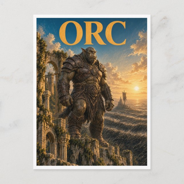 Orc, gotisk fantasimonster vykort (Framsida)
