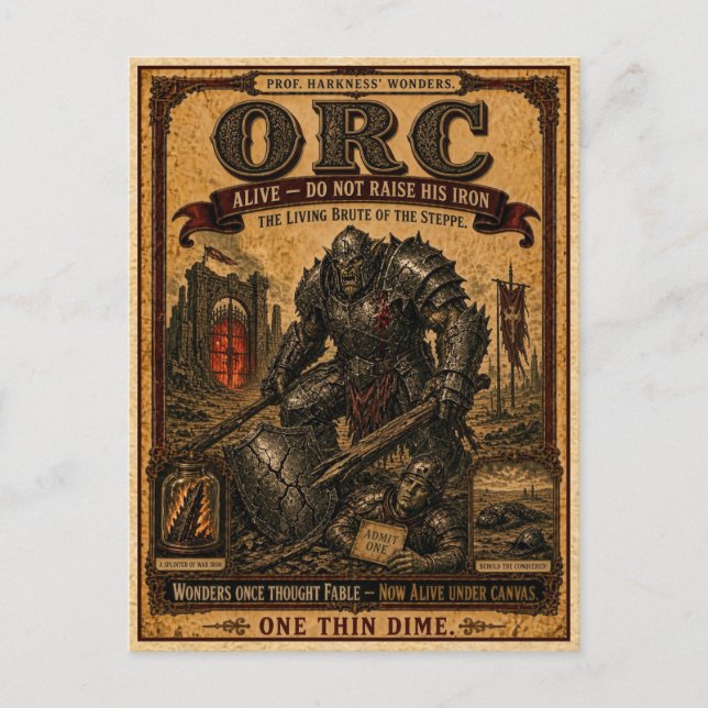 Orc, Vintages Cirkusmonster Vykort (Framsida)