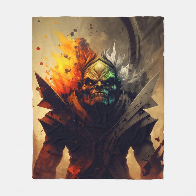 Orc Warlord Fantasyfilt | D&D-gåva Fleecefilt (Framsidan)