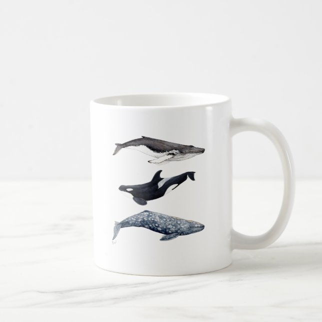 Orca, ballena jorobada y ballena gris kaffemugg (Höger)