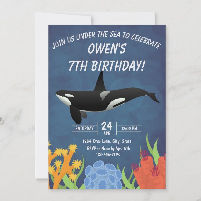 Orca Birthday-inbjudan Inbjudningar (Framsida)