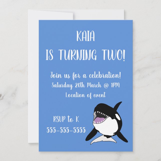 Orca Birthday Inbjudningar (Framsida)